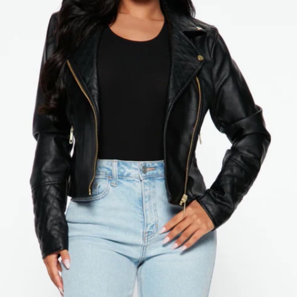 Black Vegan leather Moto Jacket NWT - Picture 2 of 2